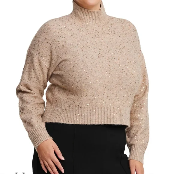 Estelle Golden Sparkle Knit Sweater in Hazelnut - Picture 3 of 9